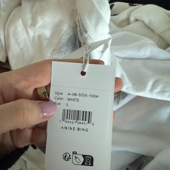 NWT Anine Bing Kate Moss Ramona Oversized Sweatshirt Crewneck White Sz Large - Picture 3 of 8